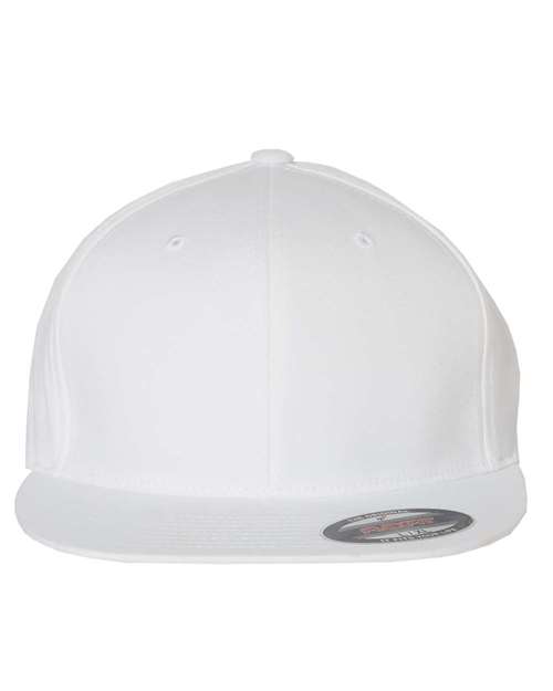 Flexfit 6297F Adult Wooly Twill Pro Baseball On-Field Shape Cap with Flat Bill #color_WHITE