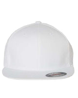 Flexfit 6297F Adult Wooly Twill Pro Baseball On-Field Shape Cap with Flat Bill #color_WHITE