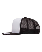 Yupoong 6006W Adult Classic Trucker with White Front Panel Hat #color_BLACK/ WHT/ BLK