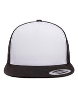 Yupoong 6006W Adult Classic Trucker with White Front Panel Hat #color_BLACK/ WHT/ BLK