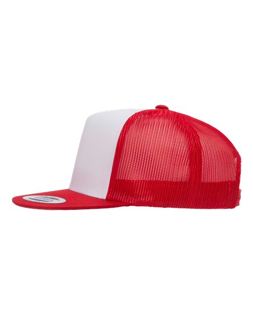 Yupoong 6006W Adult Classic Trucker with White Front Panel Hat #color_RED/ WHT/ RED