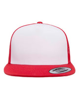 Yupoong 6006W Adult Classic Trucker with White Front Panel Hat #color_RED/ WHT/ RED