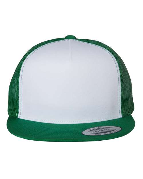 Yupoong 6006W Adult Classic Trucker with White Front Panel Hat #color_KELLY/ WHT/ KLY