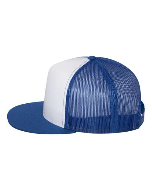 Yupoong 6006W Adult Classic Trucker with White Front Panel Hat #color_ROYAL/ WHT/ ROYL