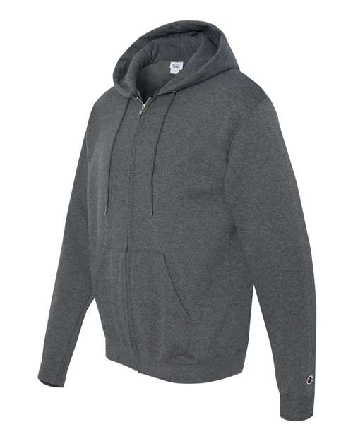 Champion S800 Adult Double Dry Eco Full-Zip Hooded Sweatshirt #color_CHARCOAL HEATHER