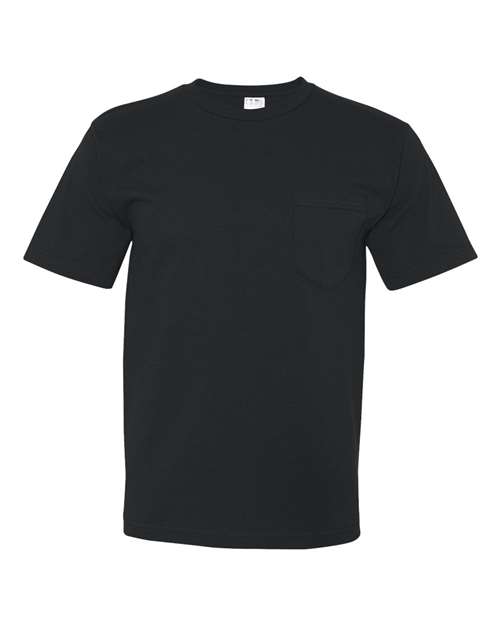 Bayside BA5070 Adult Short-Sleeve T-Shirt with Pocket #color_BLACK