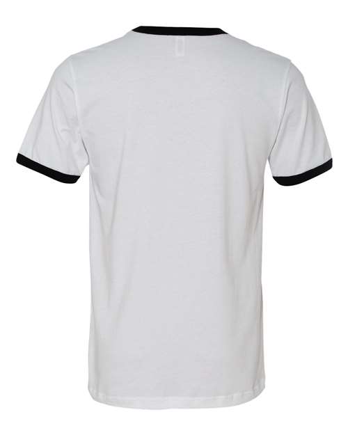 Bella + Canvas 3055C Men's Jersey Short-Sleeve Ringer T-Shirt #color_WHITE/ BLACK