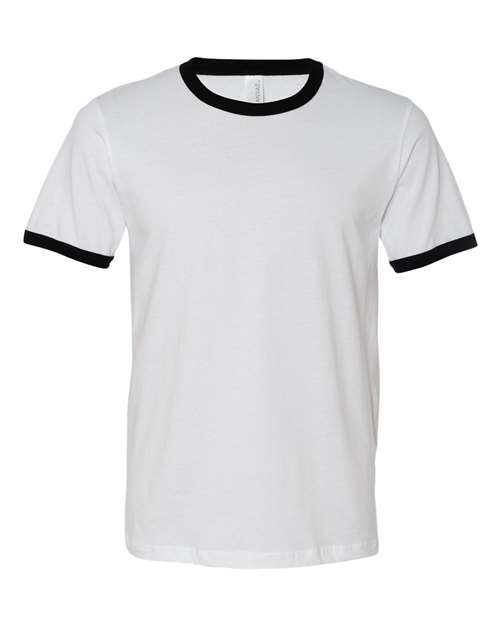 Bella + Canvas 3055C Men's Jersey Short-Sleeve Ringer T-Shirt #color_WHITE/ BLACK
