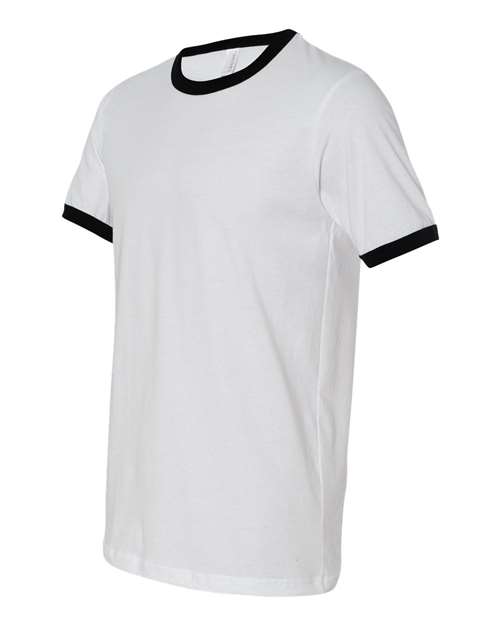 Bella + Canvas 3055C Men's Jersey Short-Sleeve Ringer T-Shirt #color_WHITE/ BLACK