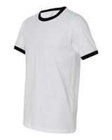 Bella + Canvas 3055C Men's Jersey Short-Sleeve Ringer T-Shirt #color_WHITE/ BLACK