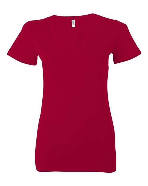 Bella + Canvas B6035 Ladies' Jersey Short-Sleeve Deep V-Neck T-Shirt #color_RED