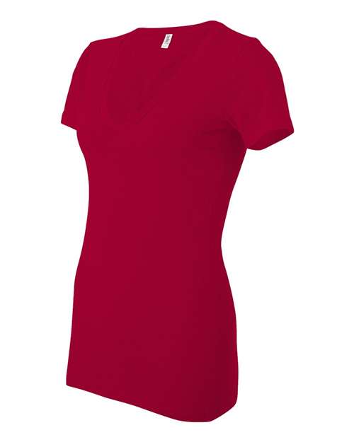 Bella + Canvas B6035 Ladies' Jersey Short-Sleeve Deep V-Neck T-Shirt #color_RED