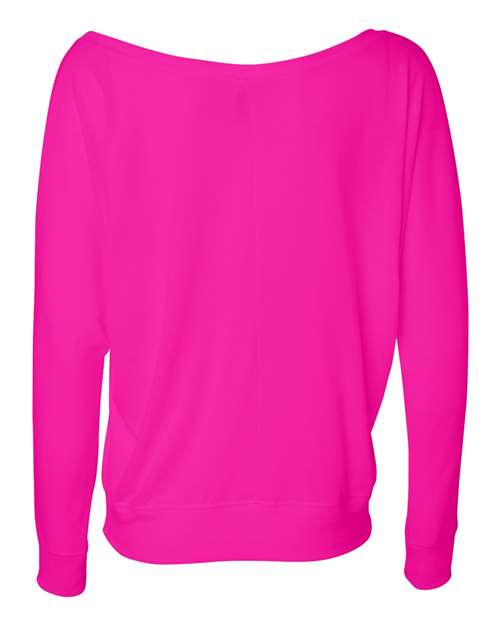 Bella + Canvas 8850 Ladies' Flowy Long-Sleeve Off Shoulder T-Shirt #color_NEON PINK