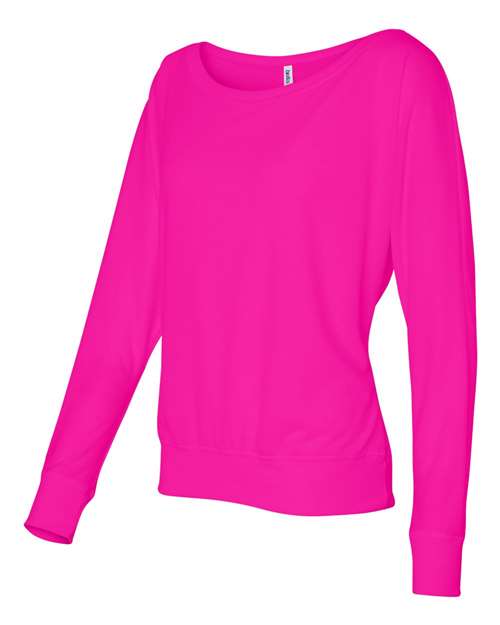 Bella + Canvas 8850 Ladies' Flowy Long-Sleeve Off Shoulder T-Shirt #color_NEON PINK