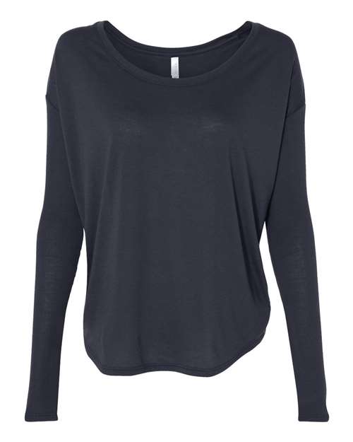 Bella + Canvas 8852 Ladies' Flowy Long-Sleeve T-Shirt with 2x1 Sleeves #color_MIDNIGHT