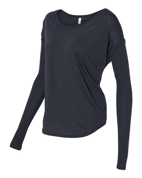 Bella + Canvas 8852 Ladies' Flowy Long-Sleeve T-Shirt with 2x1 Sleeves #color_MIDNIGHT