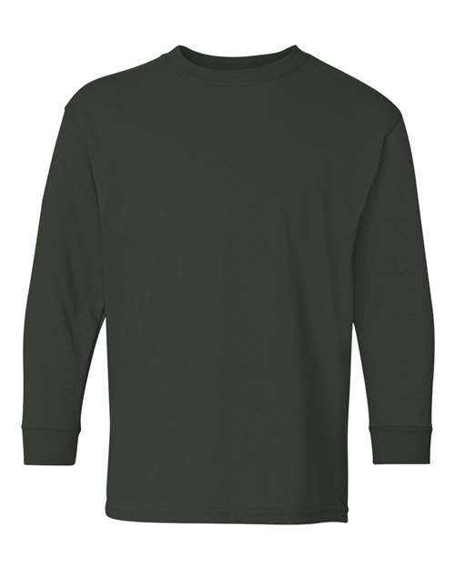 Gildan G540B Youth Heavy Cotton Long-Sleeve T-Shirt #color_FOREST GREEN