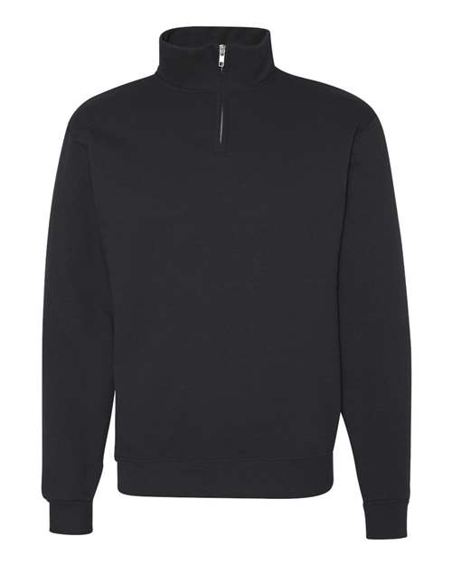 Jerzees 995M Adult NuBlend Quarter-Zip Cadet Collar Sweatshirt #color_BLACK