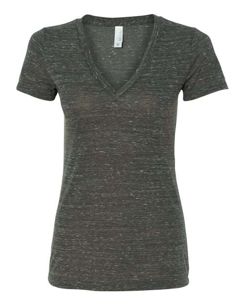 Bella + Canvas B6035 Ladies' Jersey Short-Sleeve Deep V-Neck T-Shirt #color_CHARCOAL MARBLE