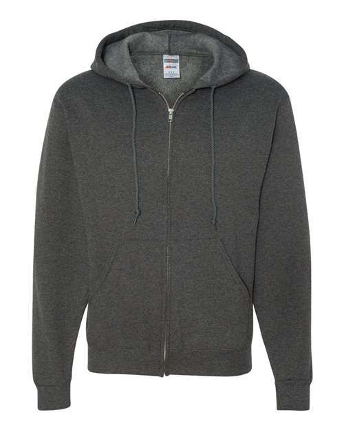 Jerzees 993 Adult NuBlend Fleece Full-Zip Hooded Sweatshirt #color_BLACK HEATHER