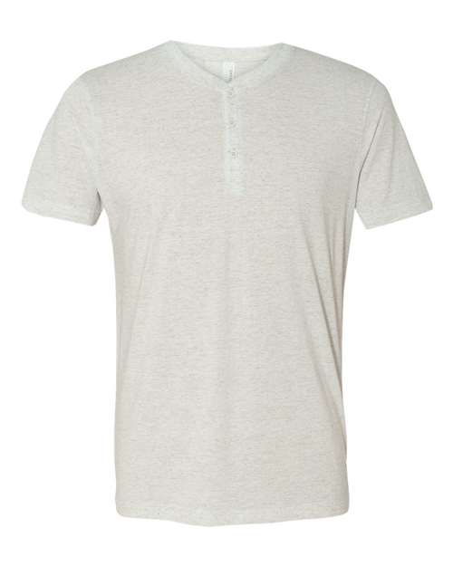 Bella + Canvas 3125 Men's Triblend Short-Sleeve Henley #color_WHT FLECK TRIBLD