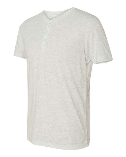 Bella + Canvas 3125 Men's Triblend Short-Sleeve Henley #color_WHT FLECK TRIBLD