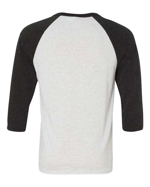 Bella + Canvas 3200 Unisex 3/4-Sleeve Baseball T-Shirt #color_WHT FLCK/ CHR TR