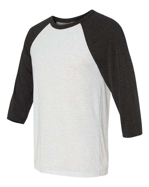 Bella + Canvas 3200 Unisex 3/4-Sleeve Baseball T-Shirt #color_WHT FLCK/ CHR TR
