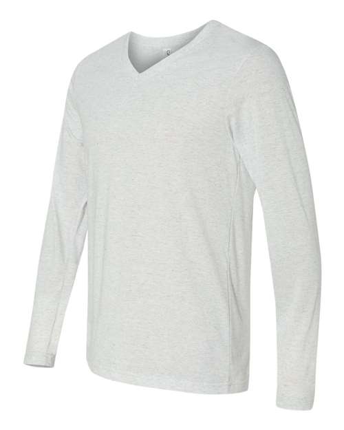 Bella + Canvas 3425 Unisex Jersey Long-Sleeve V-Neck T-Shirt #color_WHT FLECK TRIBLD