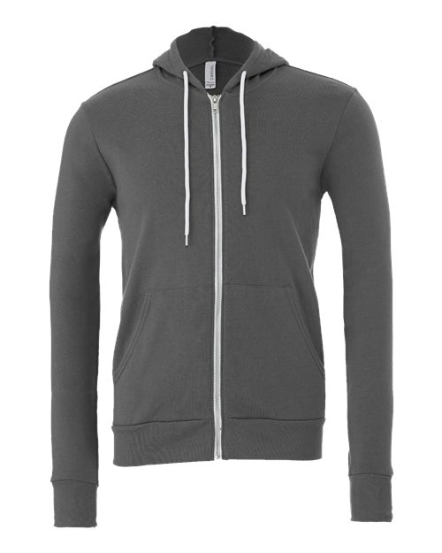 Bella + Canvas 3739 Unisex Poly-Cotton Fleece Full-Zip Hooded Sweatshirt #color_ASPHALT