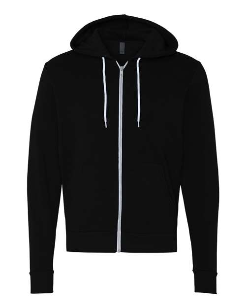 Bella + Canvas 3739 Unisex Poly-Cotton Fleece Full-Zip Hooded Sweatshirt #color_BLACK