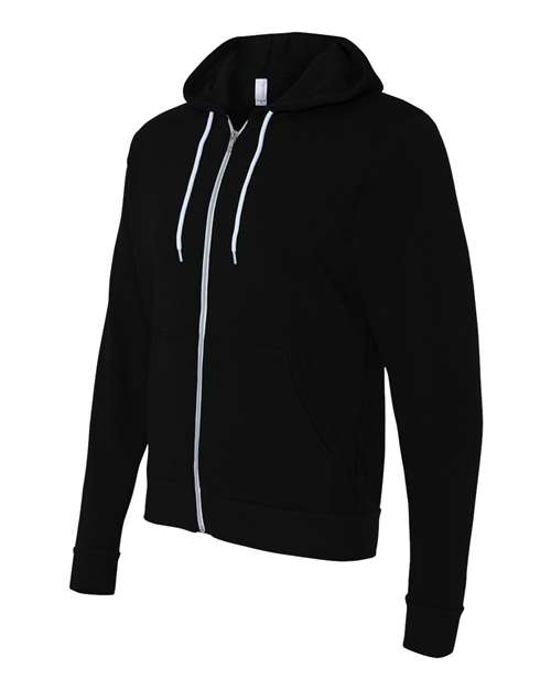 Bella + Canvas 3739 Unisex Poly-Cotton Fleece Full-Zip Hooded Sweatshirt #color_BLACK