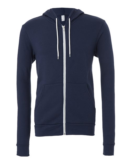 Bella + Canvas 3739 Unisex Poly-Cotton Fleece Full-Zip Hooded Sweatshirt #color_NAVY