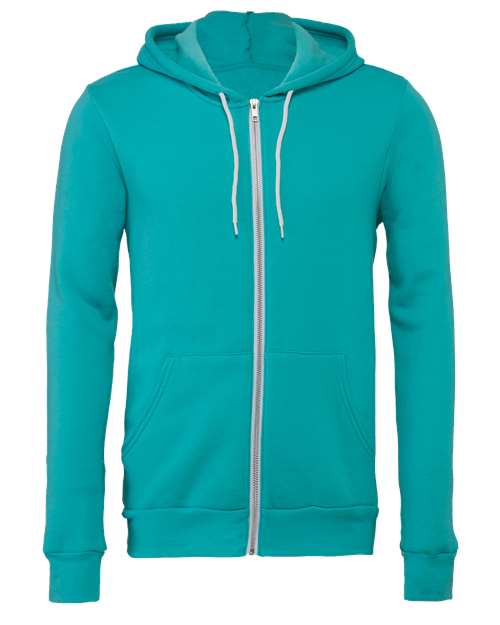 Bella + Canvas 3739 Unisex Poly-Cotton Fleece Full-Zip Hooded Sweatshirt #color_TEAL
