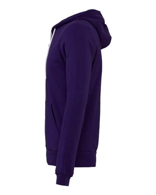 Bella + Canvas 3739 Unisex Poly-Cotton Fleece Full-Zip Hooded Sweatshirt #color_TEAM PURPLE