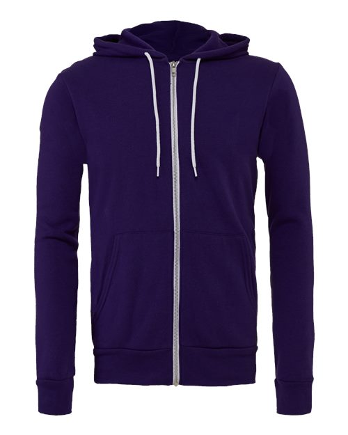 Bella + Canvas 3739 Unisex Poly-Cotton Fleece Full-Zip Hooded Sweatshirt #color_TEAM PURPLE