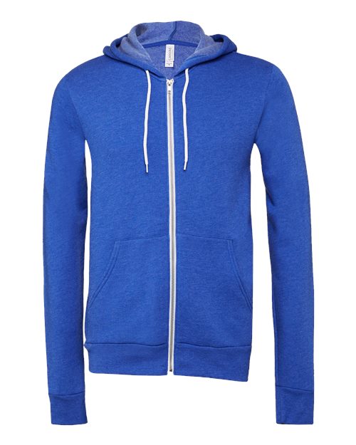Bella + Canvas 3739 Unisex Poly-Cotton Fleece Full-Zip Hooded Sweatshirt #color_TRUE ROYAL
