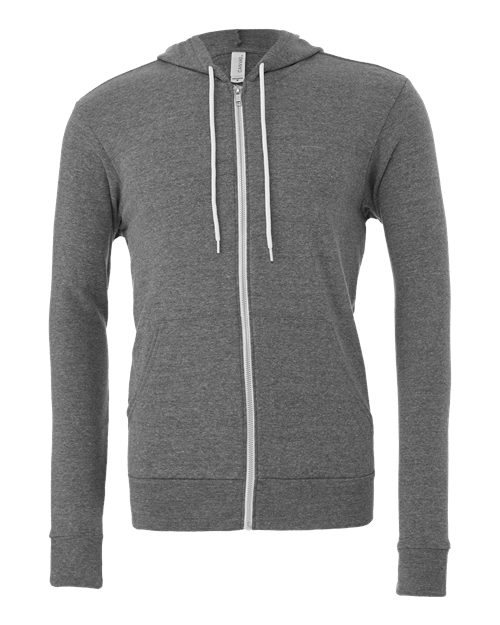 Bella + Canvas 3739 Unisex Poly-Cotton Fleece Full-Zip Hooded Sweatshirt #color_DEEP HEATHER