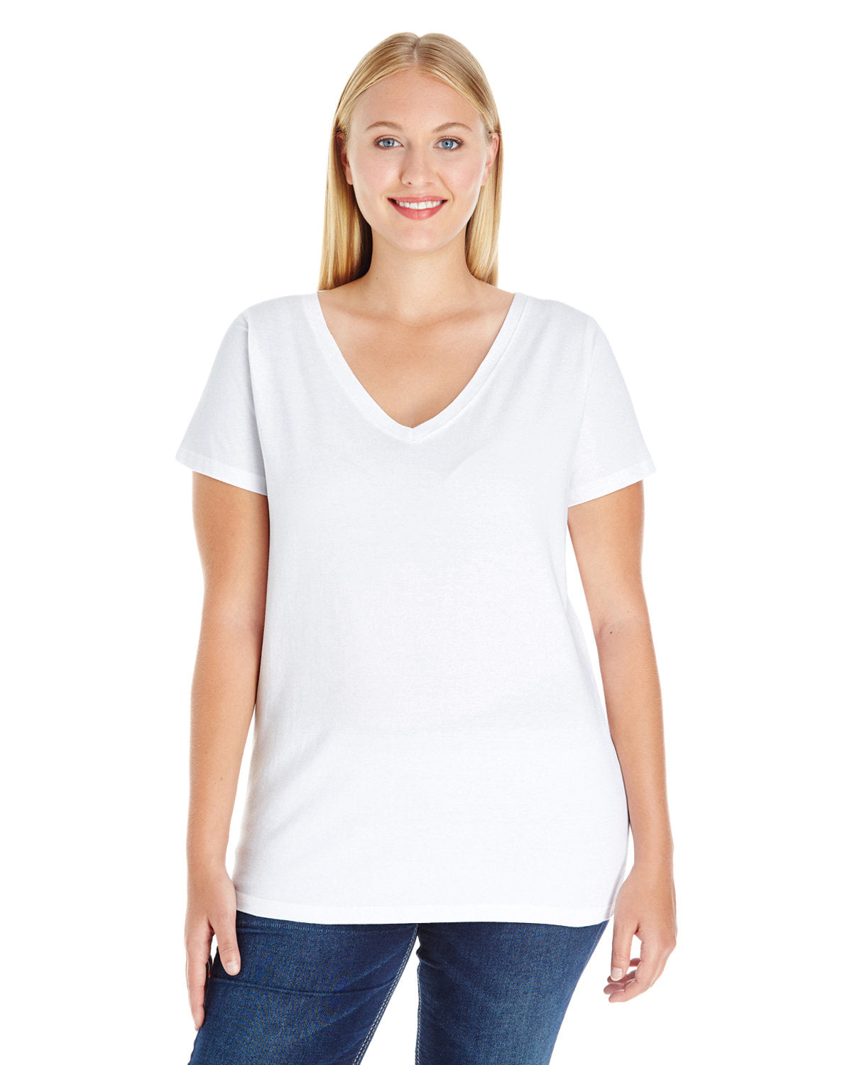 LAT 3807 Ladies' Curvy V-Neck T-Shirt