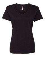 Hanes S04V Ladies' Nano-T V-Neck T-Shirt #color_BLACK