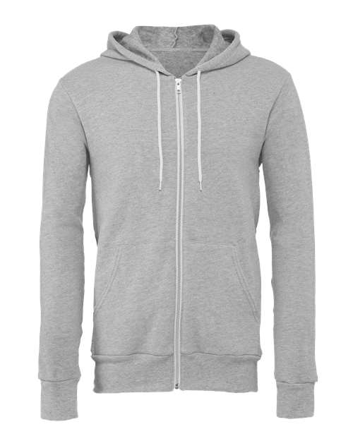 Bella + Canvas 3739 Unisex Poly-Cotton Fleece Full-Zip Hooded Sweatshirt #color_ATHLETIC HEATHER