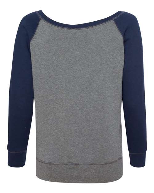 Bella + Canvas 7501 Ladies' Sponge Fleece Wide Neck Sweatshirt #color_DP HEATHER/ NAVY