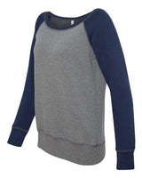 Bella + Canvas 7501 Ladies' Sponge Fleece Wide Neck Sweatshirt #color_DP HEATHER/ NAVY