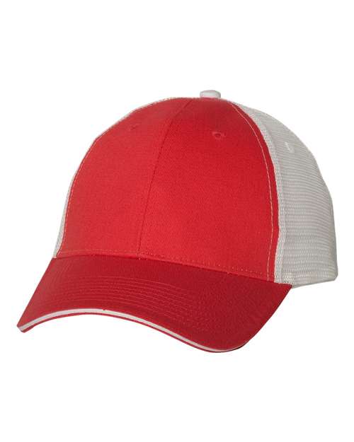 Valucap S102 Sandwich Trucker Cap #color_Red/ White