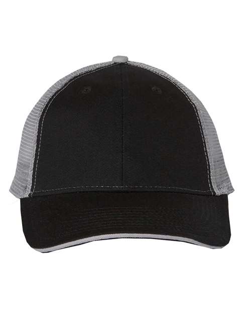 Valucap S102 Sandwich Trucker Cap #color_Black/ Grey