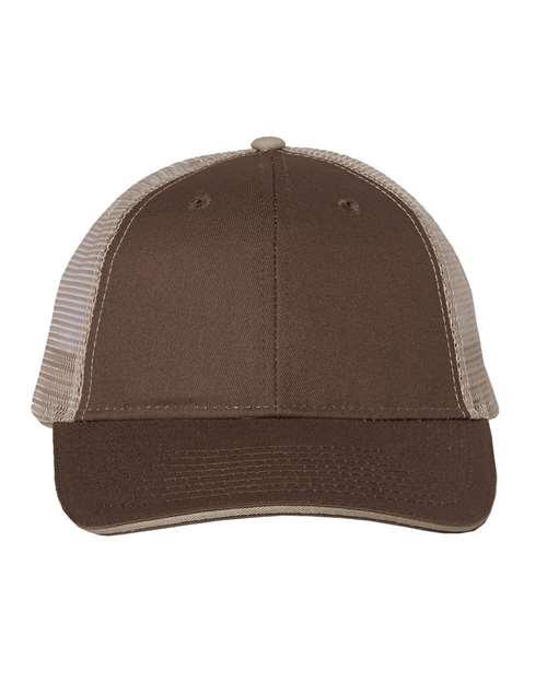 Valucap S102 Sandwich Trucker Cap #color_Brown/ Khaki
