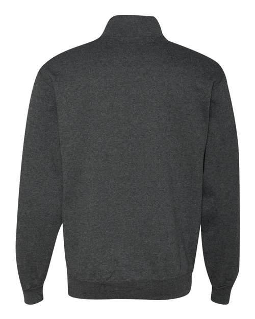 Jerzees 995M Adult NuBlend Quarter-Zip Cadet Collar Sweatshirt #color_BLACK HEATHER