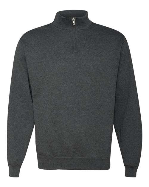 Jerzees 995M Adult NuBlend Quarter-Zip Cadet Collar Sweatshirt #color_BLACK HEATHER