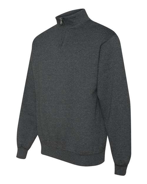 Jerzees 995M Adult NuBlend Quarter-Zip Cadet Collar Sweatshirt #color_BLACK HEATHER