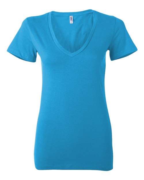 Bella + Canvas B6035 Ladies' Jersey Short-Sleeve Deep V-Neck T-Shirt #color_NEON BLUE